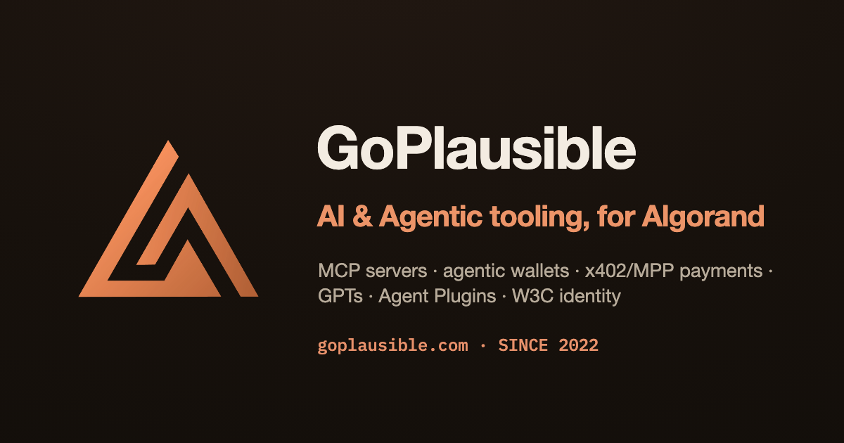 GoPlausible ships full-stack agentic tooling for Algorand with W3C identity